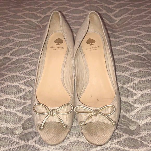 kate spade Shoes - Kate Spade linen wedge heels. 6M